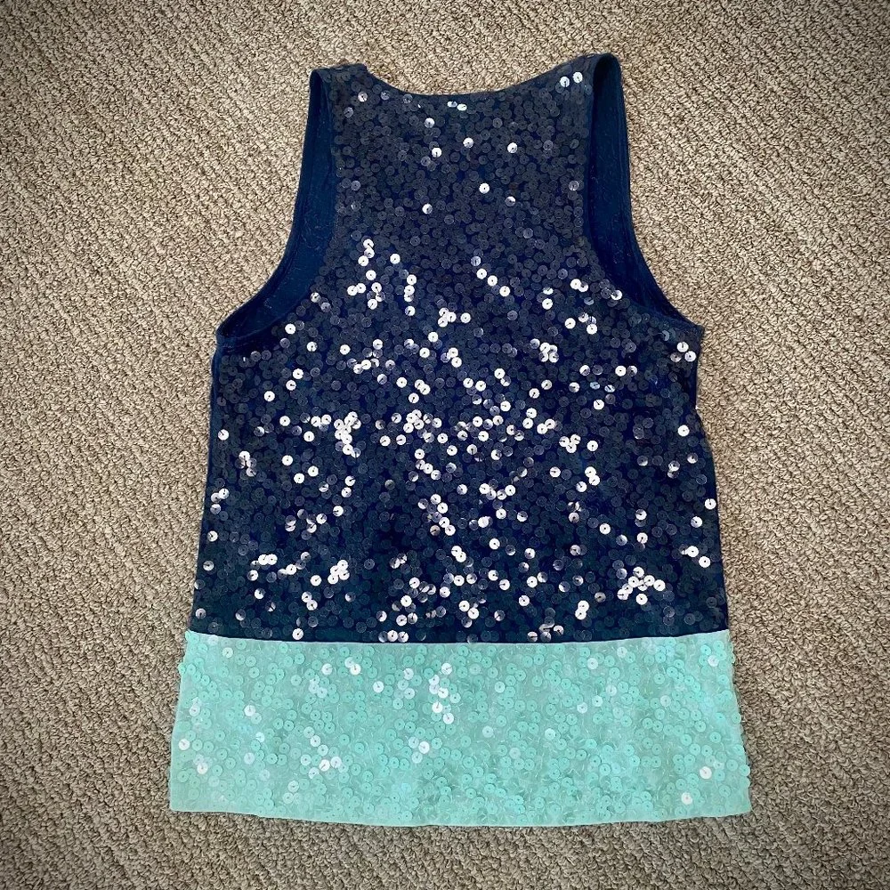 J. Crew Navy and Mint Sequin Tank Top